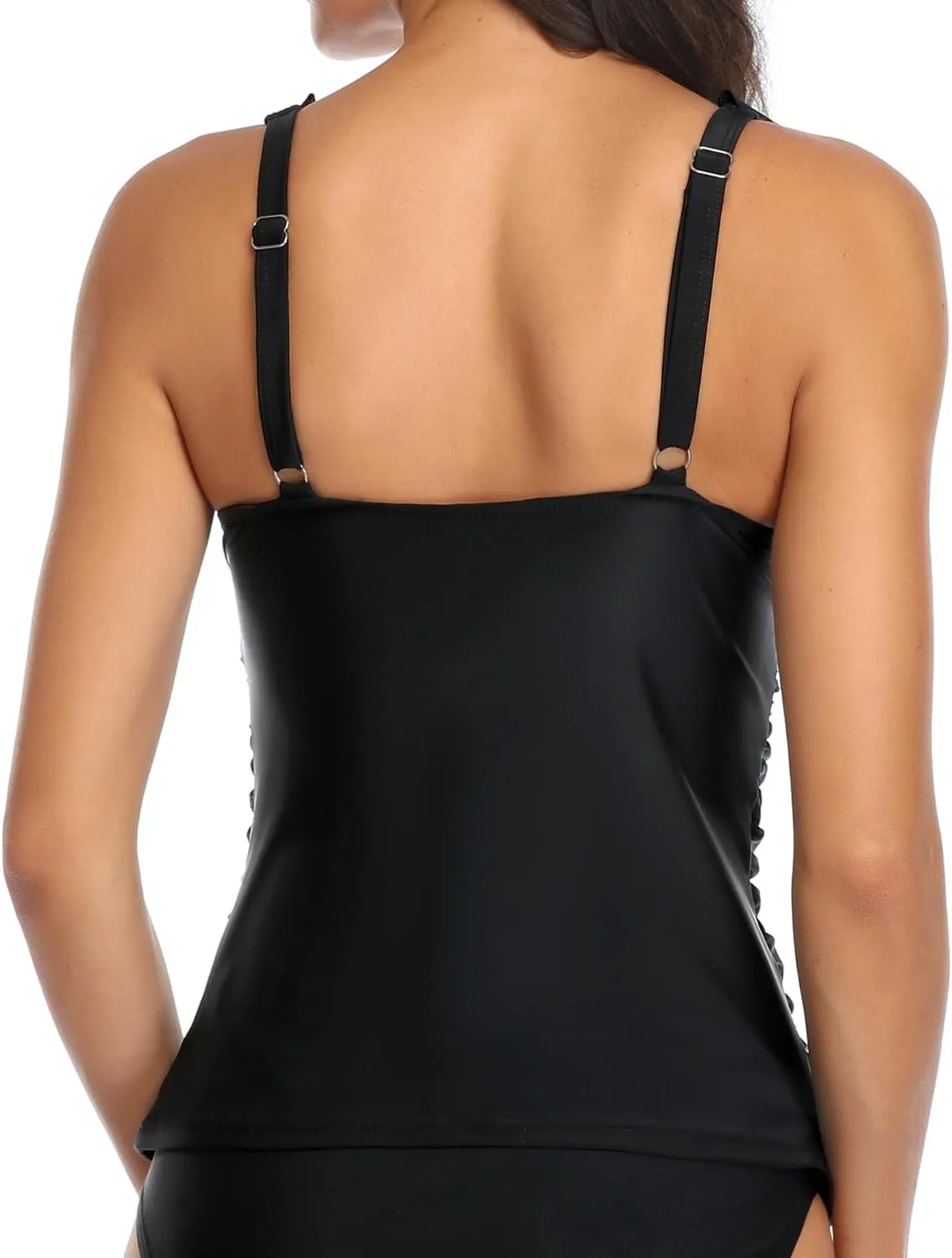 Yonique Women's Tankini Top Only Tummy Control Bathing Suit Top Ruffle Swimsuit Top V Neck Swim Tank Top No Bottom