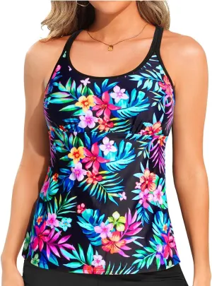 Yonique Womens Tankini Top Swimsuits Top No Bottom Athletic Tummy Control Bathing Suits Top Swim Tank Top