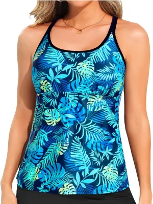 Yonique Womens Tankini Top Swimsuits Top No Bottom Athletic Tummy Control Bathing Suits Top Swim Tank Top
