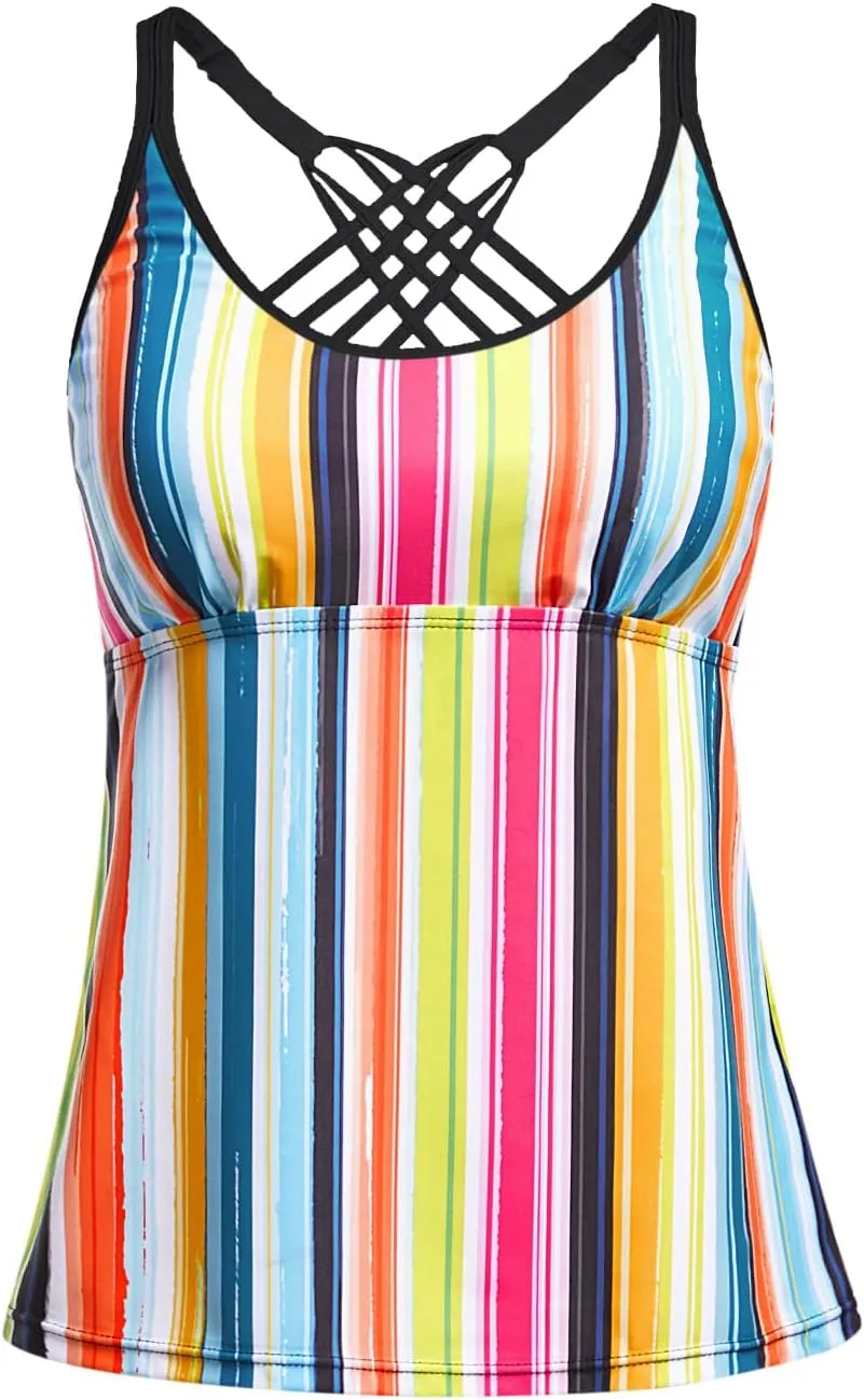 Yonique Womens Tankini Top Swimsuits Top No Bottom Athletic Tummy Control Bathing Suits Top Swim Tank Top