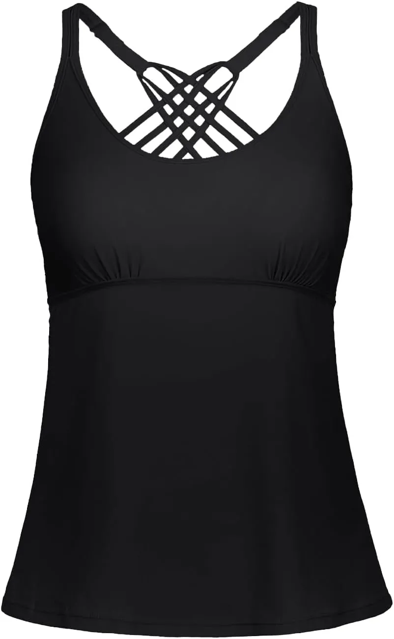 Yonique Womens Tankini Top Swimsuits Top No Bottom Athletic Tummy Control Bathing Suits Top Swim Tank Top