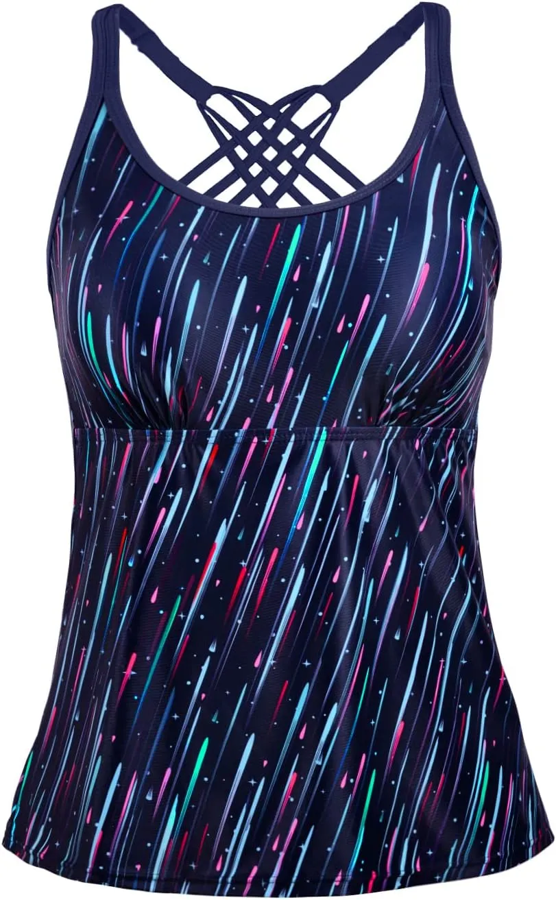 Yonique Womens Tankini Top Swimsuits Top No Bottom Athletic Tummy Control Bathing Suits Top Swim Tank Top