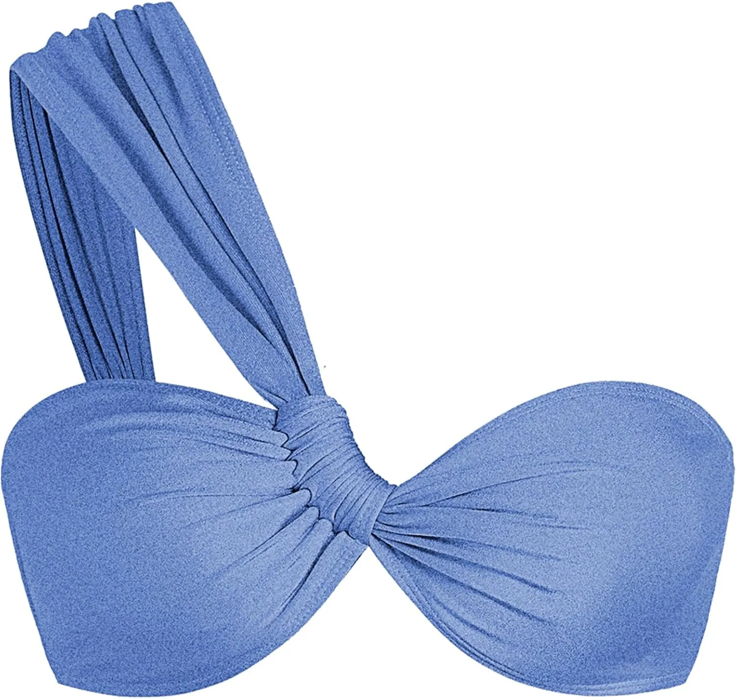 ZAFUL Women's One Shoulder Bikini Top Twisted Ruched Padded Bandeau Bikini Top Swimsuit Bathing Suits Top