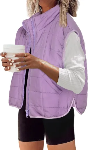 Zeagoo Womens Puffer Vest Ladies Sleeveless Zip Up Outerwear Warm Puffer Lightweight Down all Winter Jackets Coats 2024