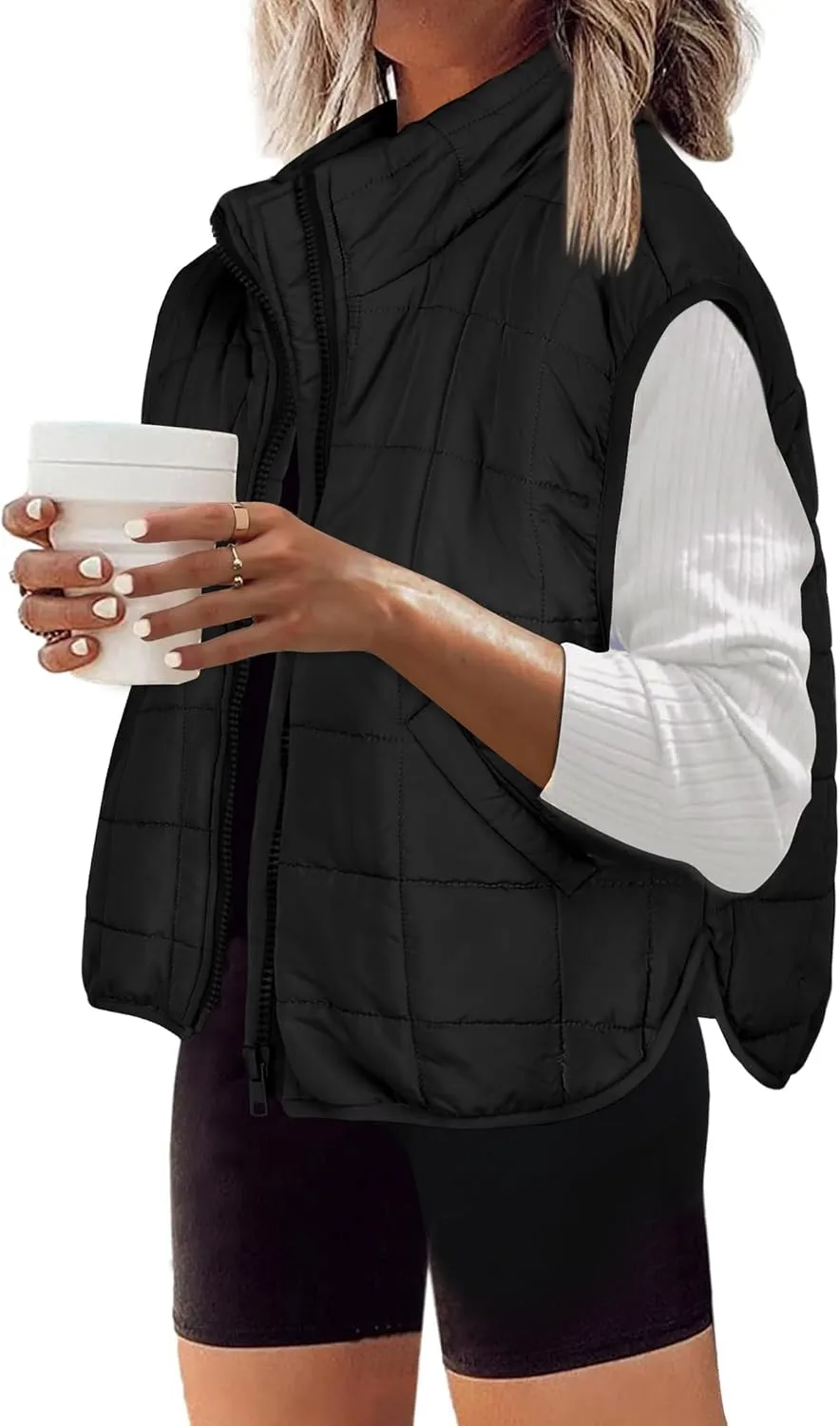 Zeagoo Womens Puffer Vest Ladies Sleeveless Zip Up Outerwear Warm Puffer Lightweight Down all Winter Jackets Coats 2024