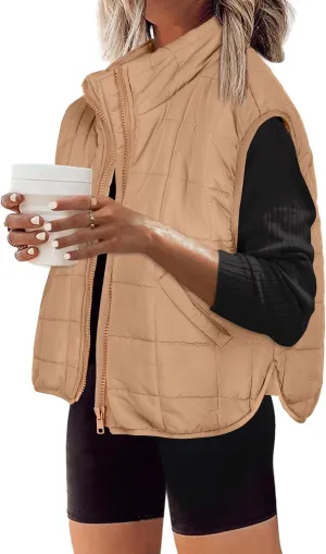 Zeagoo Womens Puffer Vest Ladies Sleeveless Zip Up Outerwear Warm Puffer Lightweight Down all Winter Jackets Coats 2024