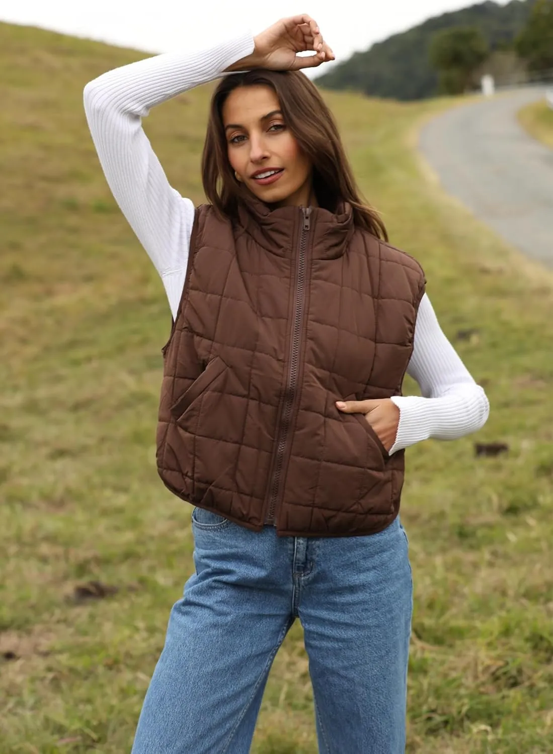 Zeagoo Womens Puffer Vest Ladies Sleeveless Zip Up Outerwear Warm Puffer Lightweight Down all Winter Jackets Coats 2024