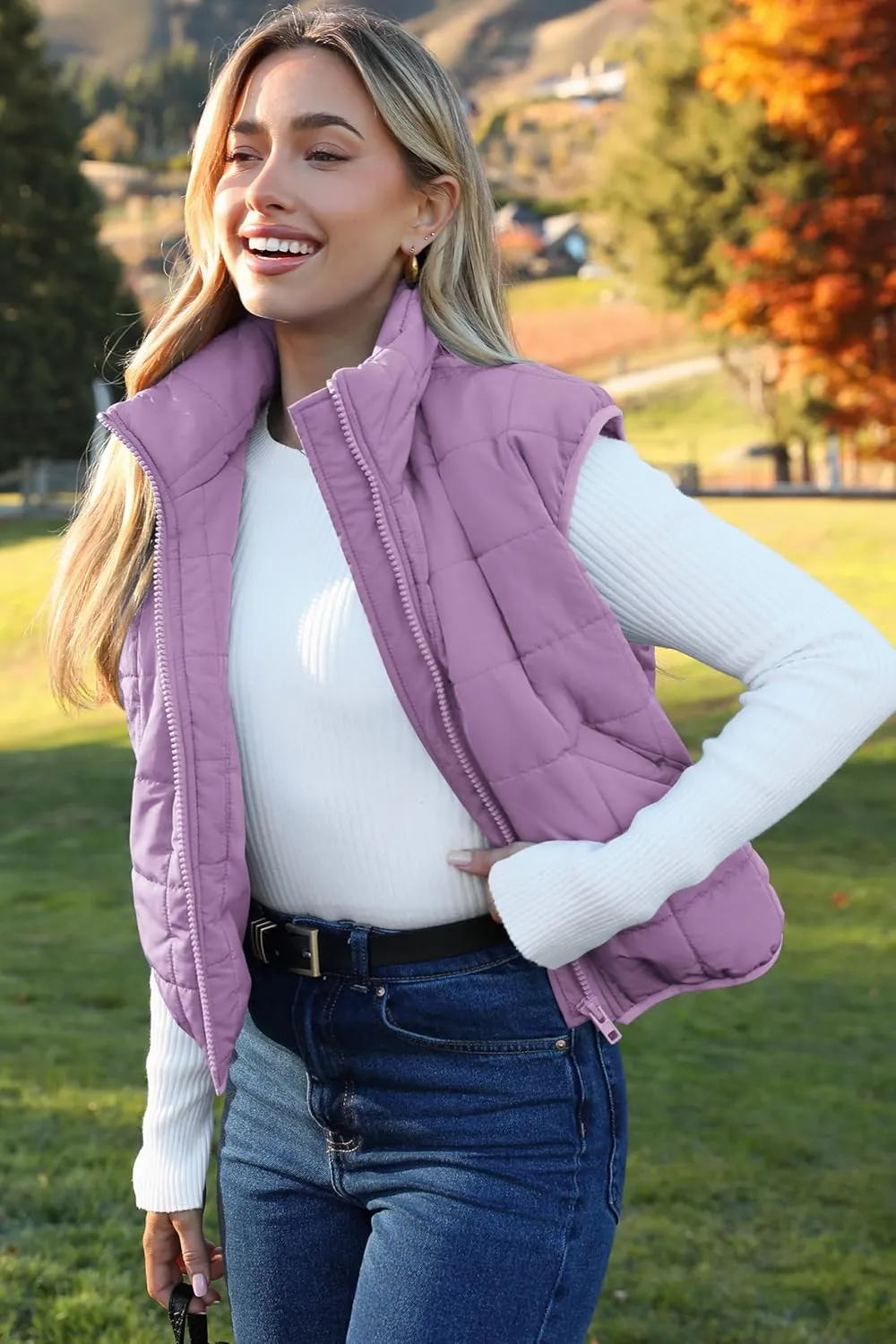Zeagoo Womens Puffer Vest Ladies Sleeveless Zip Up Outerwear Warm Puffer Lightweight Down all Winter Jackets Coats 2024