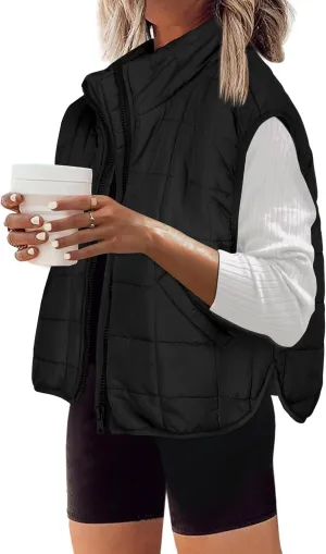 Zeagoo Womens Puffer Vest Ladies Sleeveless Zip Up Outerwear Warm Puffer Lightweight Down all Winter Jackets Coats 2024