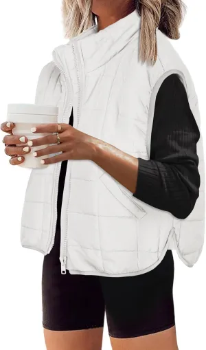 Zeagoo Womens Puffer Vest Ladies Sleeveless Zip Up Outerwear Warm Puffer Lightweight Down all Winter Jackets Coats 2024