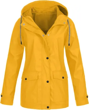 ZEFOTIM Rain Jacket Women with Hood Waterproof Lightweight Casual Raincoat Zip Up Hiking Jackets with Pockets Clothes