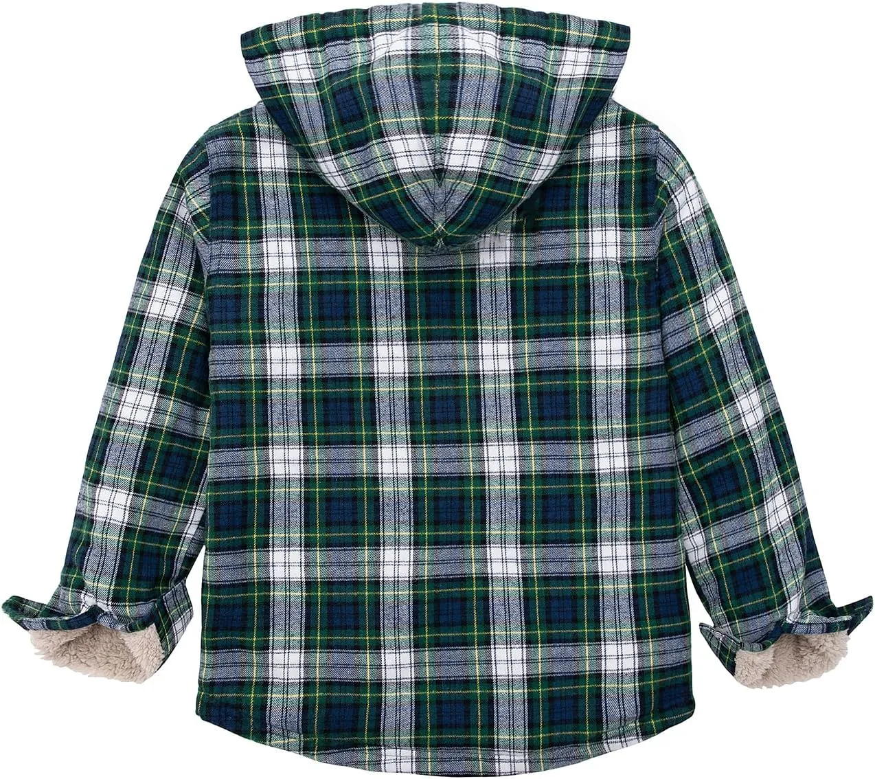 ZENTHACE Girls Sherpa Lined Full Zip Up Plaid Flannel Shirt Fuzzy Hooded Flannel Jacket with Hand Pockets