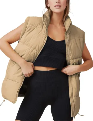 Zhiyouni Womens Puffer Vests Sleeveless Puffy Jackets Stand Collar Zipper Coats